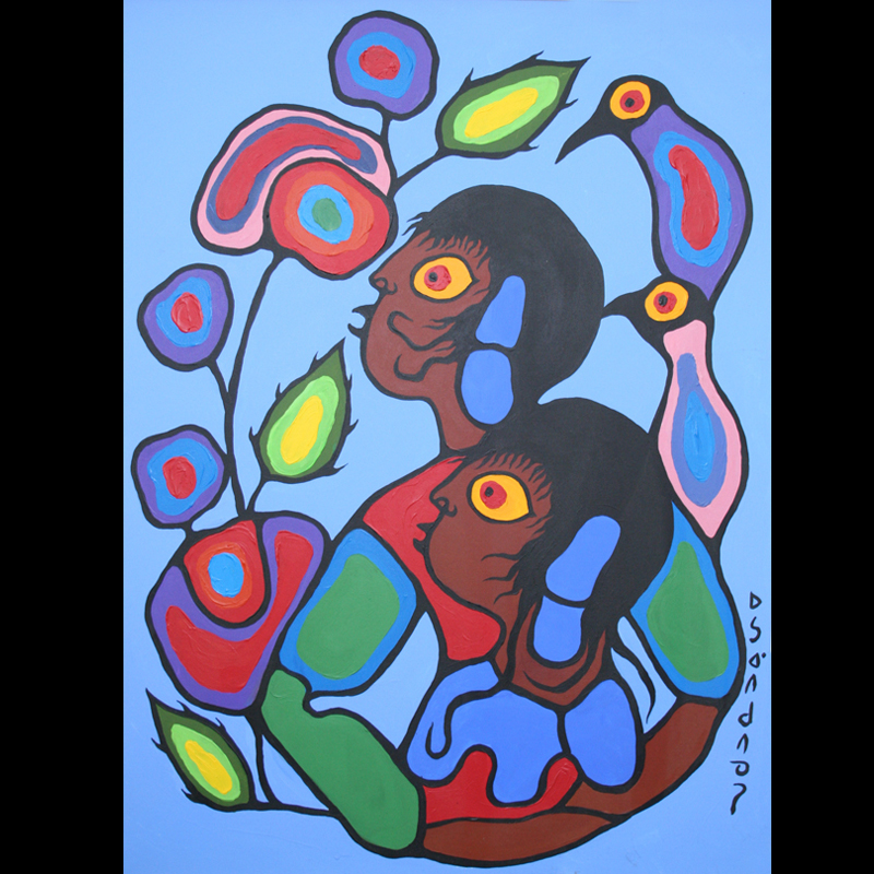 Cosmic Children Norval Morrisseau original acrylic on canvas 40" x 30"