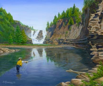 The latest release Fishing Below The Falls" on both canvas and paper, limited edition giclee.