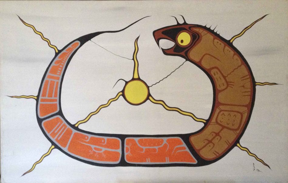 Roy Thomas large original 1974 canvas titled Lightning Snake